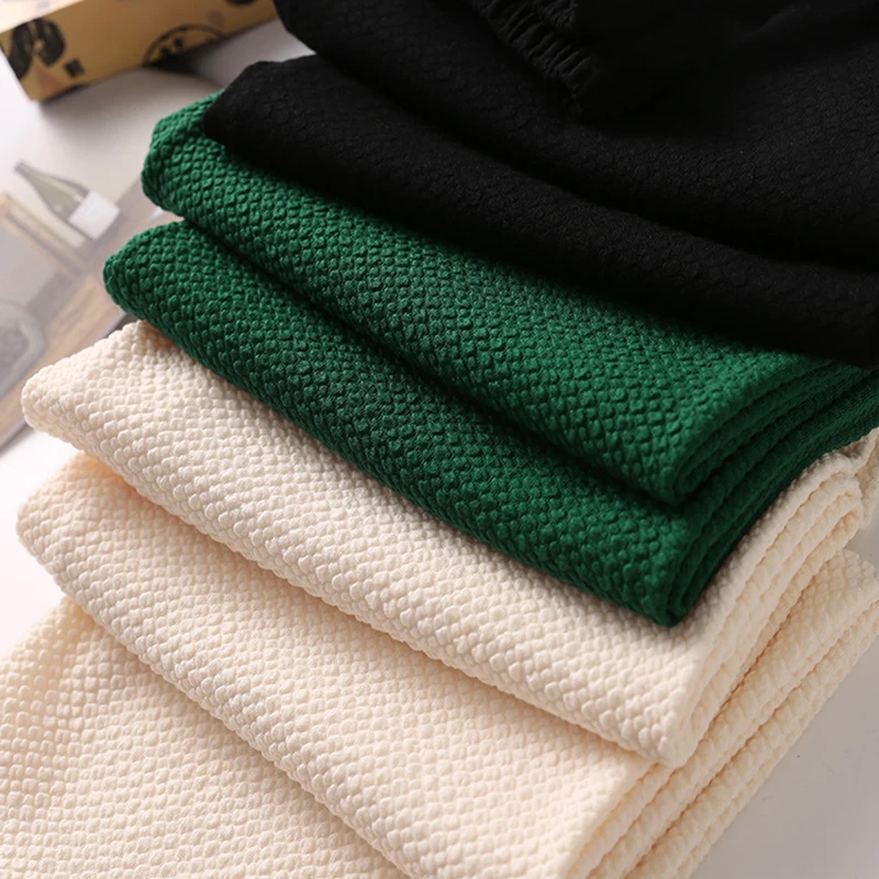 Drawstring Letter Sweet Casual Pants Women Straight Wide Leg Long Pants Pink Elastic Waist Korean Style New In Clothes Trousers