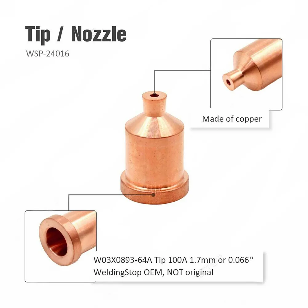 22pcs Welding Nozzles Welding Torch Plasma Kit 1.7mm Tips KP2845-3 For LC105 Tomahawk 1538 Plasma Torch Ref Soldering Supplies