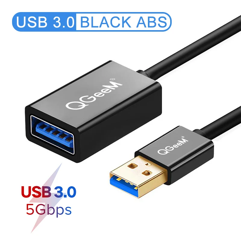 thumbnail image 1 of QGeeM Cable de extensión USB Extensor de cable USB 3.0 para PC Laptop Smart-TV PS4 Xbox SSD Cable USB Cable de extensión macho a hembra Cable de datos USB a USB Cable de extensión USB USB 3.0 2.0 Cabl, 1 of 5