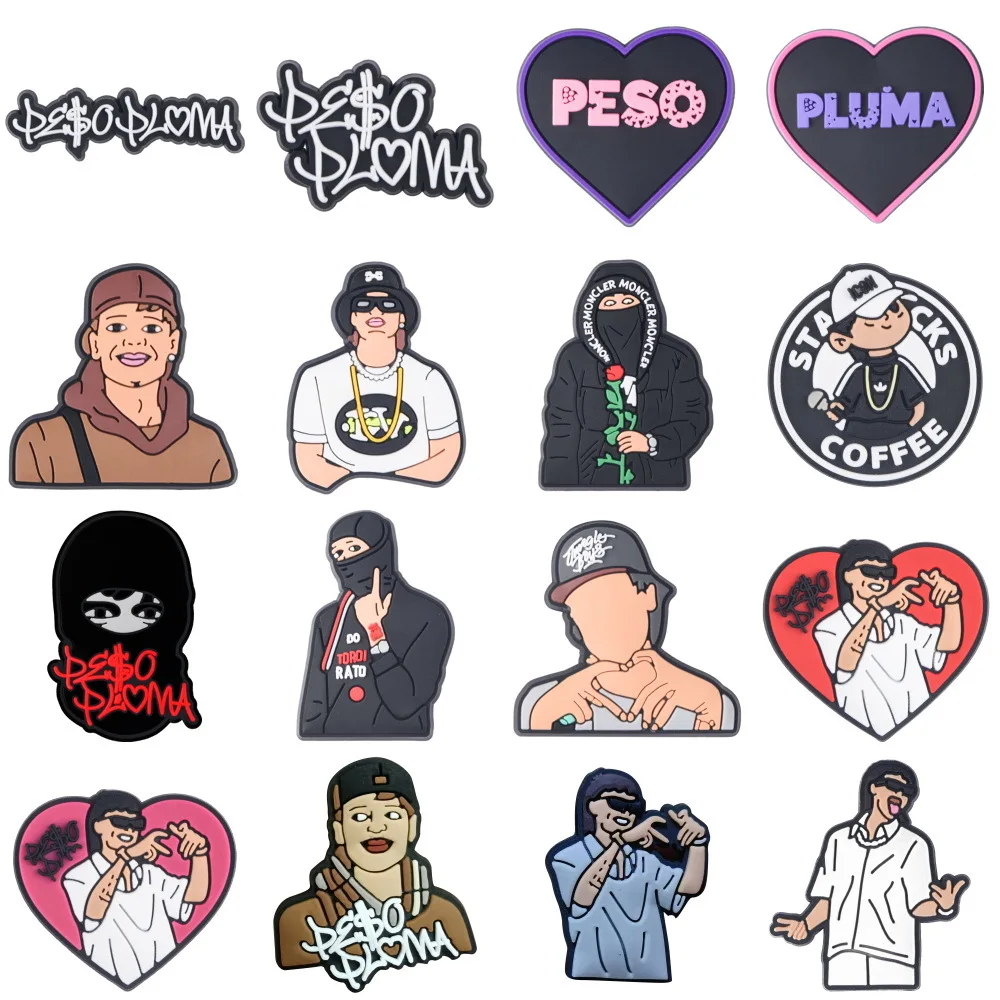 

Peso Pluma Croc Charms Rapper Singer Shoes Decorations for Adult Men Women Clogs Sandals Bracelets Accessories Party Gifts