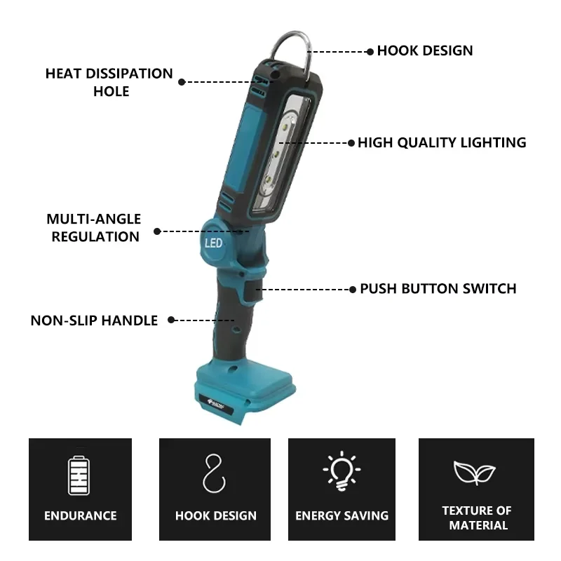 Electric Goddess Work Light LED Outdoor Portable Floodlight Spotlight Camping Car Work Night Fishing Light For Makita 18VBattery led flashlight camping lamp led work light camping lights work light