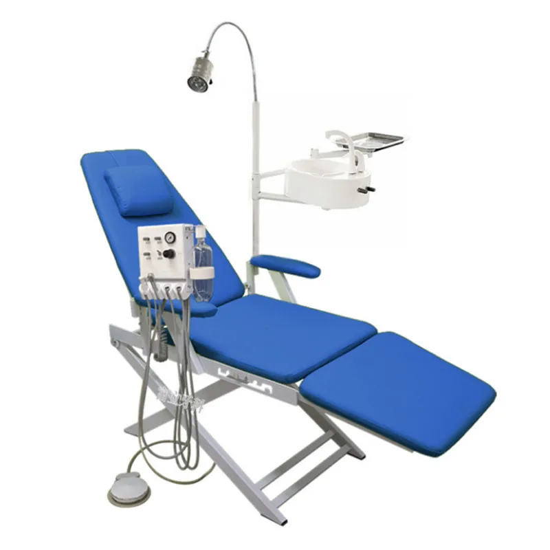 Dental Folding Chair Portable Unit with Air Turbine Unit with LED Oral Light Lamp with Water Flushing Movable light chair