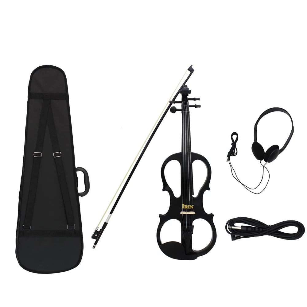 

4/4 Wood Maple Electric Violin Fiddle Stringed Instrument with Ebony Fittings Cable Headphone Case for Music Lovers Beginners