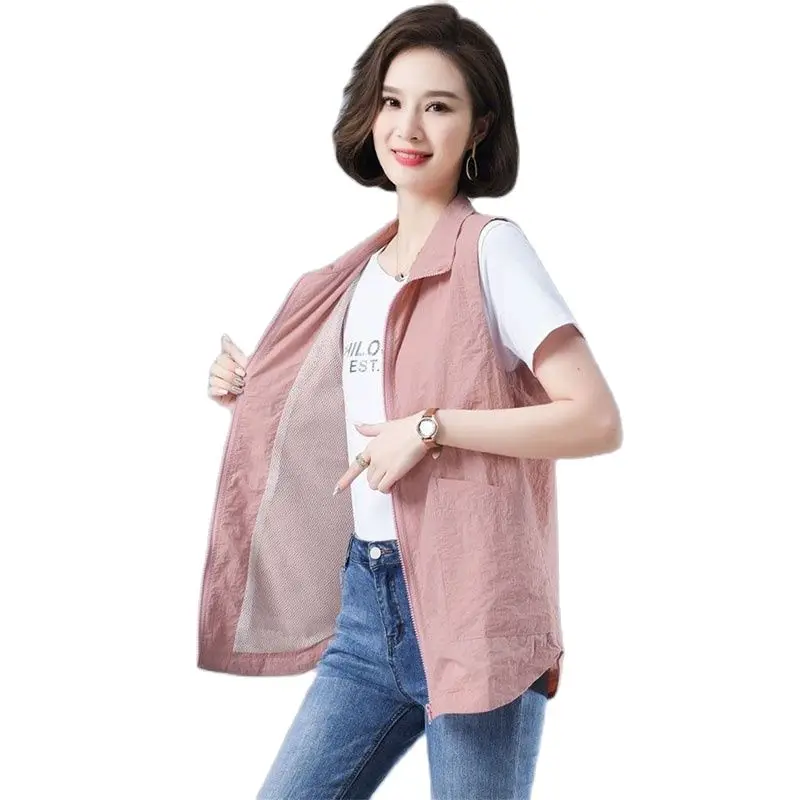

Fashion Sunscreen Vests 2023 New Spring Autumn Summer Women's Casual Jacket Sleeveless Thin Waistcoat Outerwear Female Vest Top