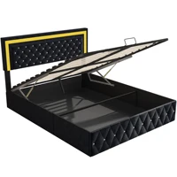 Гидравлическая кровать для хранения Comanlai, двуспальная кровать со светодиодной подсветкой, мягкая кровать с решетчатым основанием 140x200 см/160x200 см/180X200 см — изображение 5