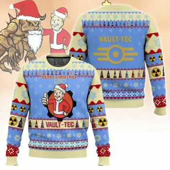 Fallout Ugly Christmas Sweater Funny 3D Graphic Winter Warm Cozy Pullover for Men Women Holiday Christmas Party Gift 2025
