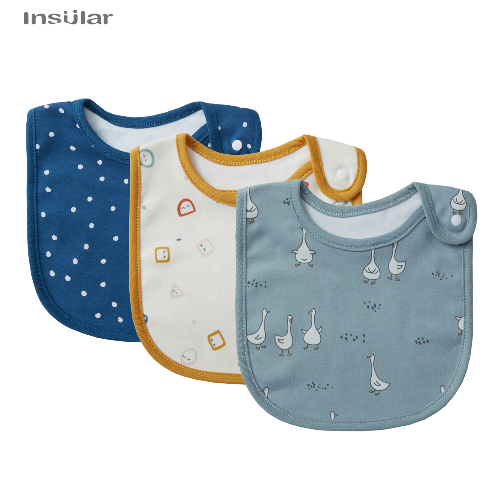 Set of 3 Waterproof Cartoon Baby Bibs and Burp Cloths