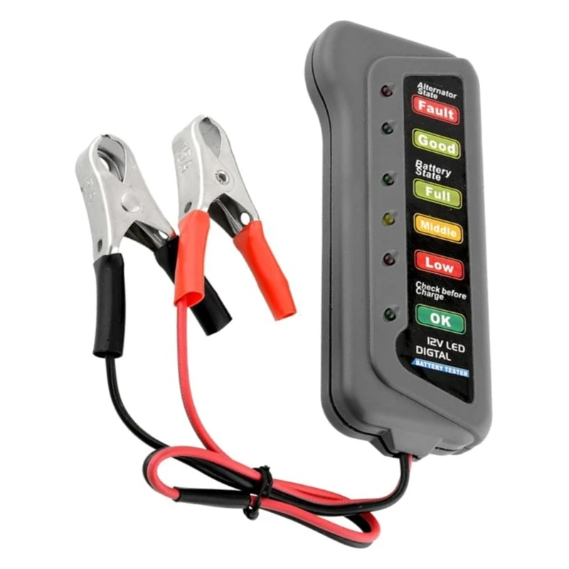 6개의 LED 조명이 포함된 12V 자동차 배터리 부하 테스터 디지털 발전기 진단 도구
