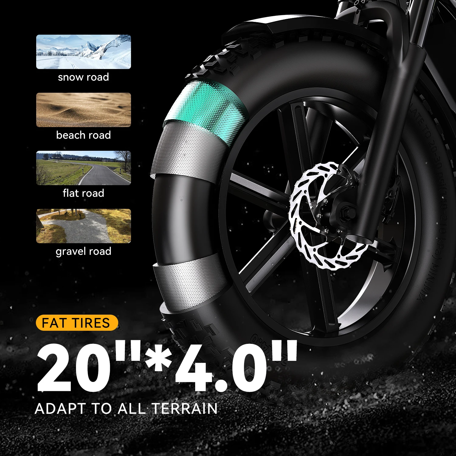 Cybervelo Outdoor Electric Bike for Adults,20"Fat Tire All-Terrain, 80Miles 30MPH 1600W Peak for Sand Mountain motorcycle EK11