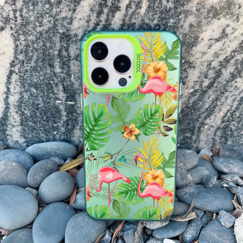 Rosa-Rote Flamingo Handyhülle für iPhone 17 16 15 14 Pro Max Plus 11 12 13 Mini Pro Max Laser-Handycover Stoßfeste Rückseite Schutzhülle – Detail 5