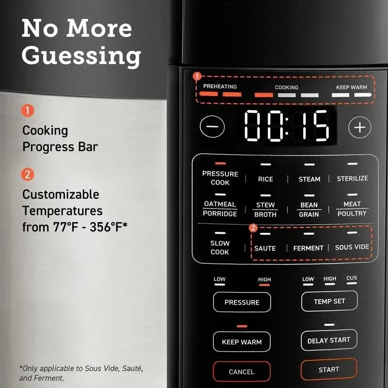 COSORI Electric Pressure Cooker 6-Qt, 9-in-1 Multi-Cooker: Rice, Saut&eacute;, Sous Vide, Sterilizer, 1100W, Stainless Steel, Cookbook