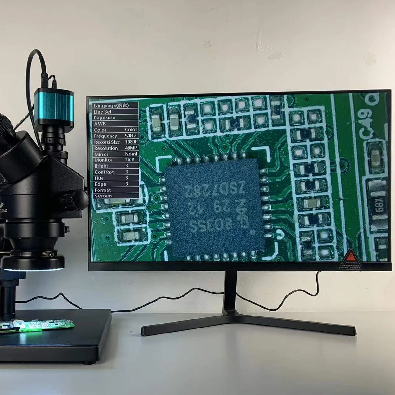 48MP 2K 4K HDMI Digital USB Microscopio Camera 3.5X-90X Simul-Focal Trinocular Stereo Microscope For Phone PCB Soldering Repair 2