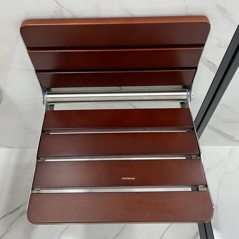Folding Bath Chair Solid Wood Wall-mounted Shower Seats Creative Barrier-free Seat Stool Modern Home Porch Shoe Changing Stool 4