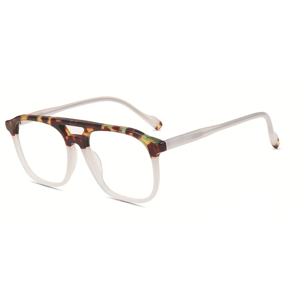 

Tortoiseshell Color Handcrafted Double Bridge Pilot Optical Frame Custom Photochromic Myopia Reading Glasses Prescription Lens