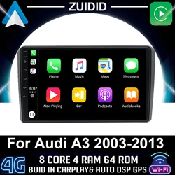 Autoradio Android, Navigation GPS, Lecteur Vidéo, Limitation Radio, No 2Din, Audi A3 2 8P 2003 - 2013 S3 2 2006 - 2012 RS3 1 2011 2012