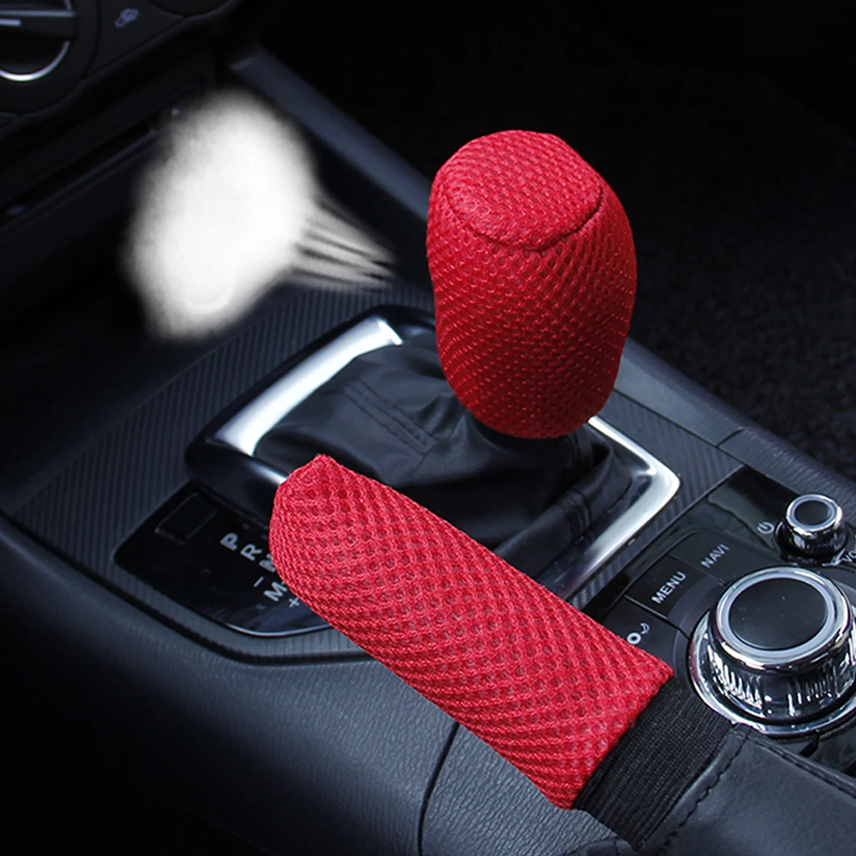 Car Interior Accessories 2 piece sandwich mesh breathable car handbrake set gear set car interior supplies four seasons general