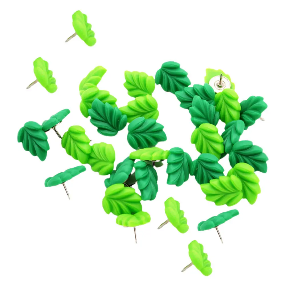 30Pcs 잎 모양의 푸시 핀 수지 밝은 색상 장 못(지도 표시용) 게시판 코르크 스트립 사무실 책상