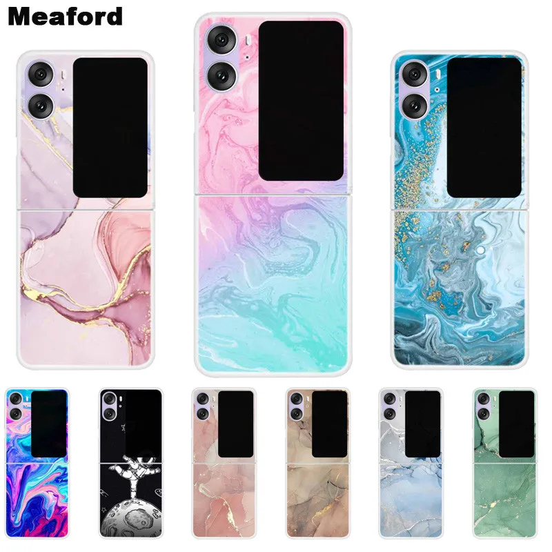 Per Oppo Find N2 Flip Case Marble Clear Tansparent Hard Pc Cover Per Oppo Find N 2 Flip Case Pieghevole Coque Fundas Findn2 Flip