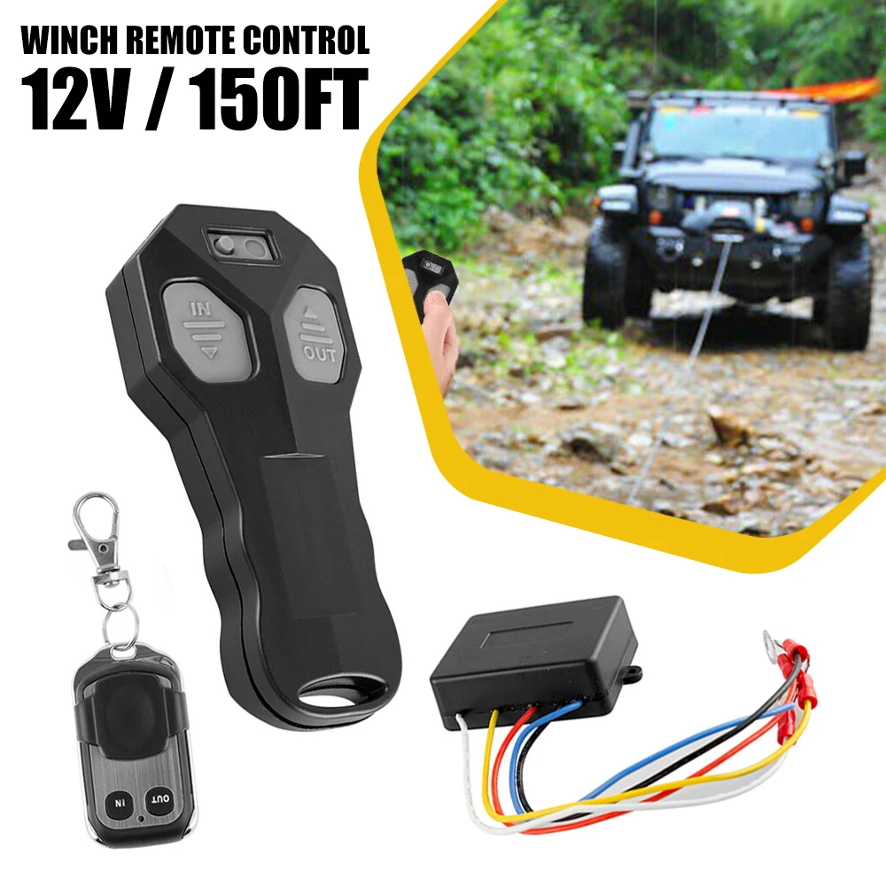 Wireless Winch Switch Controller Remote Control Handset 150ft 12 Volt for 4x4 vehicles ATV UTV SUV Jeep Trailer Lift Jack Boat