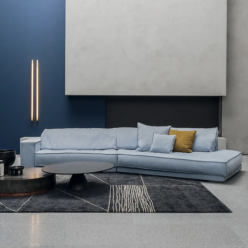 

Corner matte full leather large villa large flat sofa padded with down