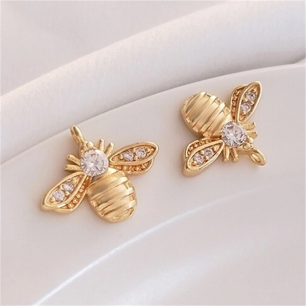 

14K Gold Inlaid Zircon Bee Pendant Necklace Bracelet Pendant DIY Handmade Jewelry Handmade Accessories K234