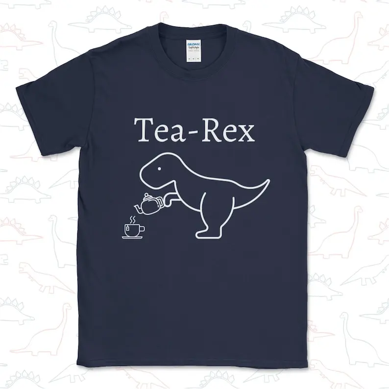 Maglietta Da Uomo Tea Rex Dinosaur Funny Joke Jurassic Morning Drink Coffee Brew Novità Present Mens Uk