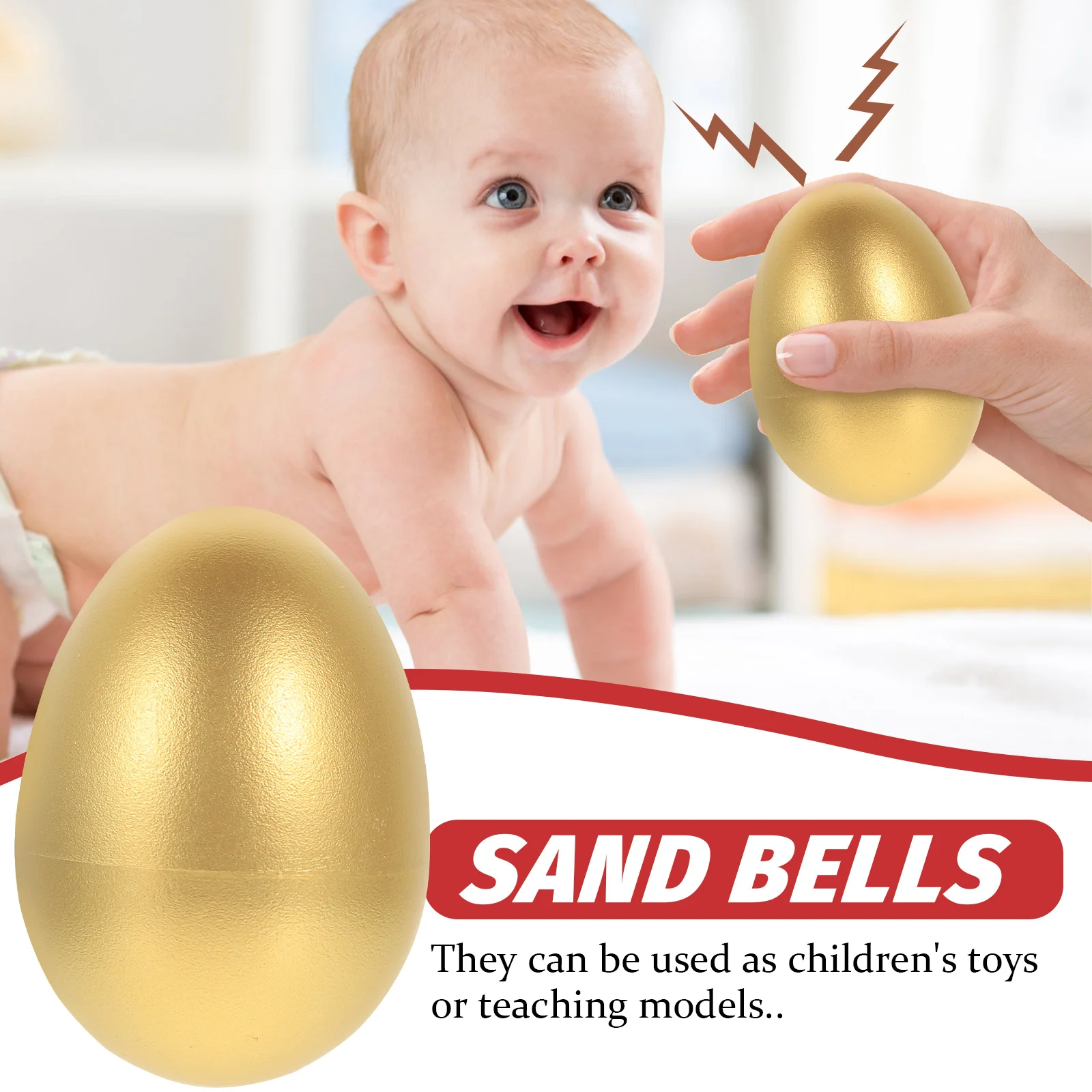 2Pcs Durable Musical Sand Bells Instruments Hitting Eggs Early Educational Toys Simulation Balls Toddler Rattle