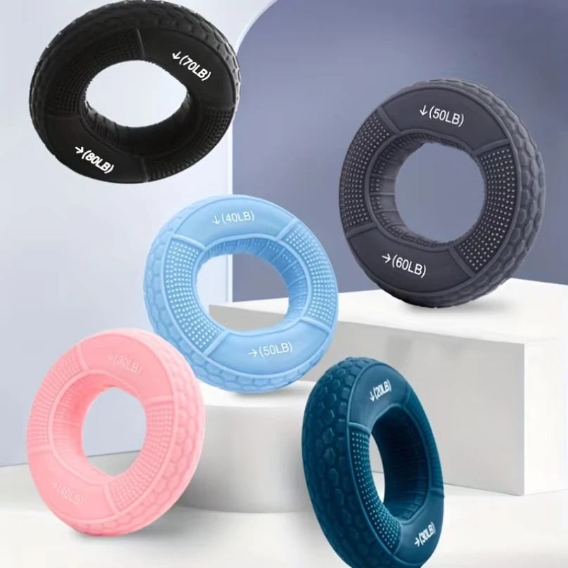Hand Grip Ring with Silicone Carpal Expander Strength Training Finger Ring Increase Muscle Power and Body Building 20-80LB, hand grip ring