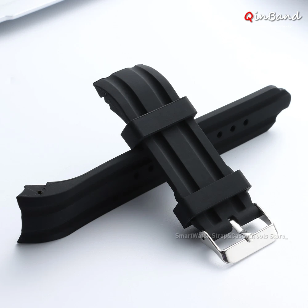 Curved End Silicone Waterproof Watch Strap - Soft & Thickened Bracelet