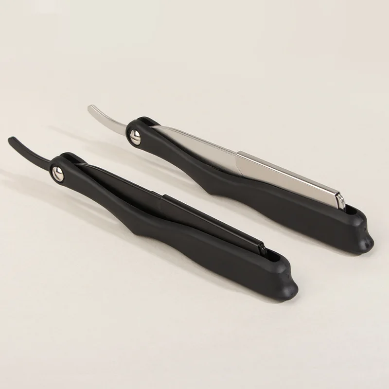 Leichtes Rasiermesser, klassisches Barbier-Pflegewerkzeug, Kunststoffgriff, Edelstahlklinge, einseitig geschliffenes Rasiermesser_voghion.com