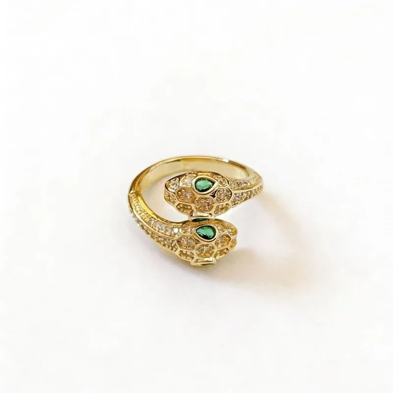 Serpentine Zirconia Adjustable Ring-Luxury Open Snake Ring with Crystal Accents,Hypoallergenic Sterling Silver Plated