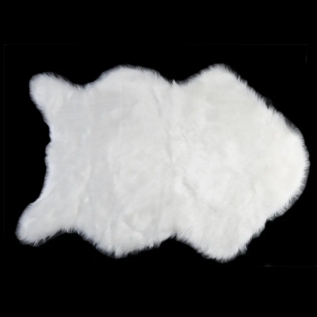 

4 Colors Soft Faux Sheepskin Chair Warm Hairy Carpet Seat Pad Plain Skin Fur Plain Fluffy Area Rugs Washable Bedroom Decor Mats