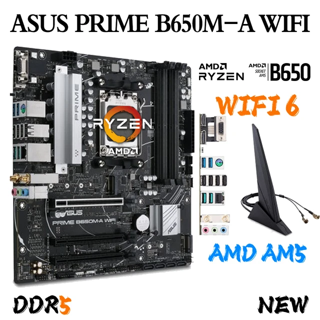 ASUS-Carte mère AM5 PRIcler B650M A, WiFi 6 MATX, DDR5, AMD B650, carte de  bureau, PCIe 5.0, D5, 128G, 5600MHz OC, Bluetooth 5.2 - AliExpress