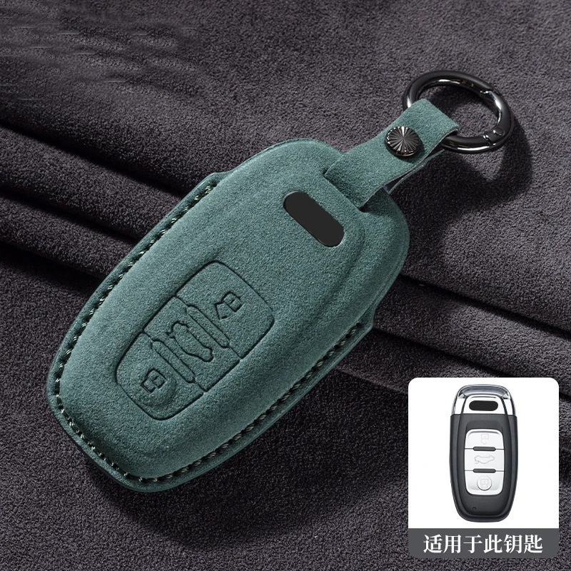 Auto-Fernbedienungsschlüsselhülle für Audi A3 A4 B9 A6 A7 4K A8 E-tron Q5 Q8 C8 D5 SQ8 Wildleder Autoschlüsselanhänger Shell Schlüsselanhänger Schutztasche – Detail 13