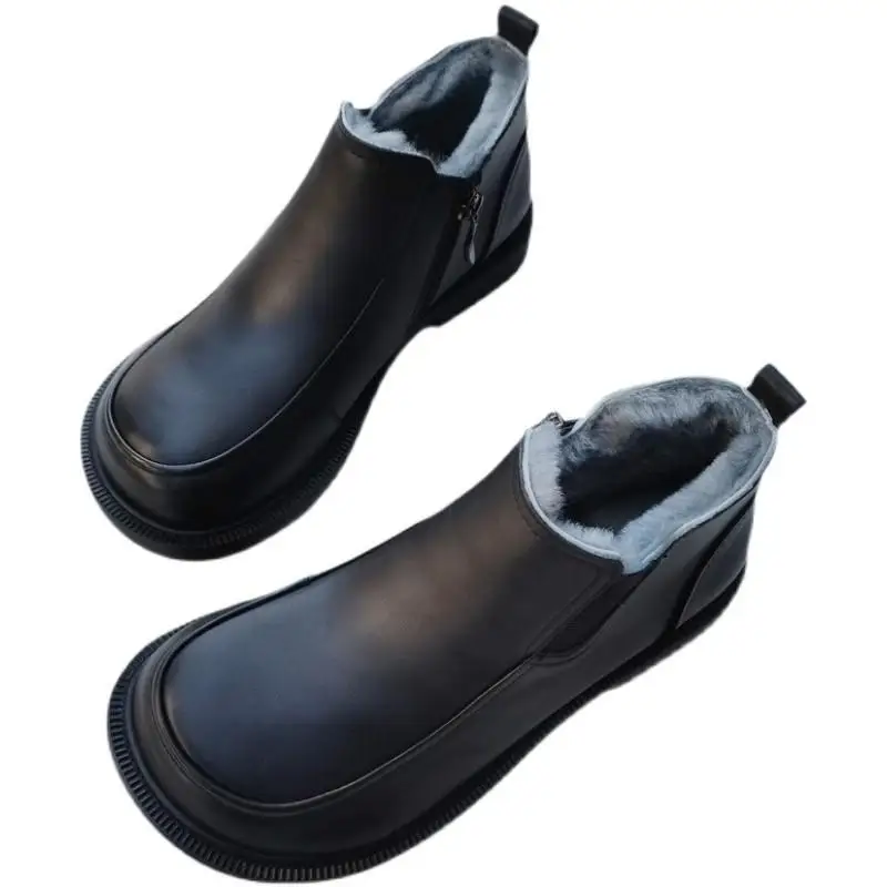 

41women's short thick sole cotton boots single boots