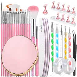 Ultimate Nail Art Master Kit: Complete Set with Brushes, Dotting Pens, Holders & Essential Tools for Salon and DIY Excellence (30pcs)