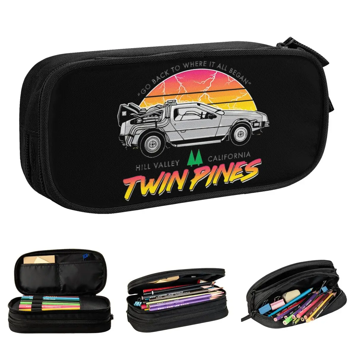 Mall Back To The Future Pencil Case Classic Movie Pen Holder Bags for Student Big Capacity Students School Gifts Pencil Pouch