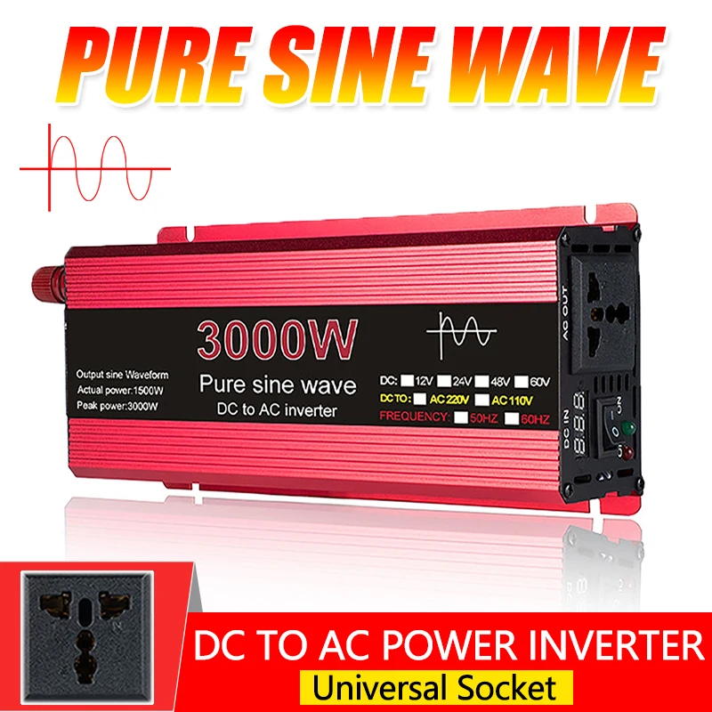 Inverter A Onda Sinusoidale Pura Dc 12V A Ac 220V 3000W Convertitore Portatile Power Bank Trasformatore Inverter Solare 2200W 1600W 1000W