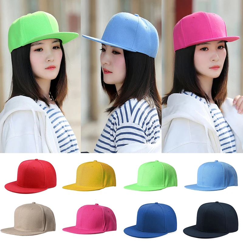 Hip Hop Style Flat Brim Sun Caps Male Baseball Hat Solid Color Summer Men‘s and Women‘s Outdoor Cycling Caps Sunproof Sport Caps 3