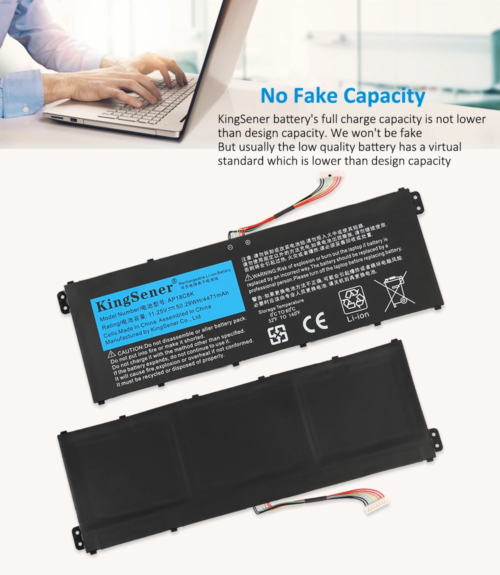 Kingsener Ap18c8k Ap18c4k Bateria do Portátil para Acer Aspire A51543-r057 R4mg R6f6 R6ww A515-44 R7nu R5uz Kt00304012 4471mah - Imagem 3