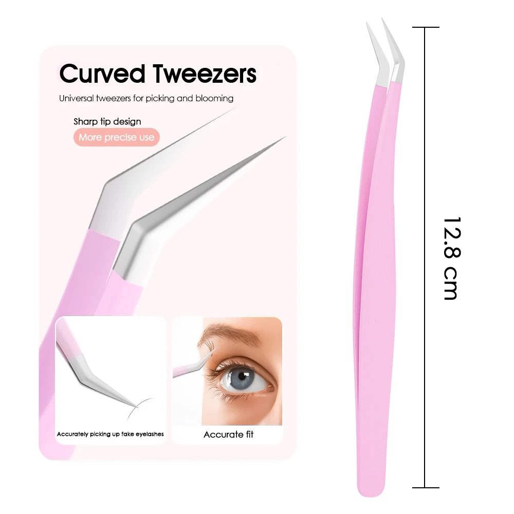New Arrival 402 Stainless Steel Lash Grafting Tools 45 Degree Non-magnetic High Precision Curved Lashes Tweezers Easy to Operate 3