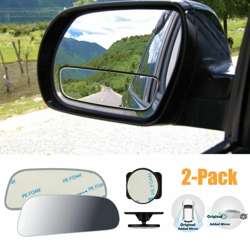 

2PCS Car Wide Angle Rear View Mirror 360 Degree Rotation Auto Rearview Auxiliary Parking HD Frameless Blind Spot Mirrors