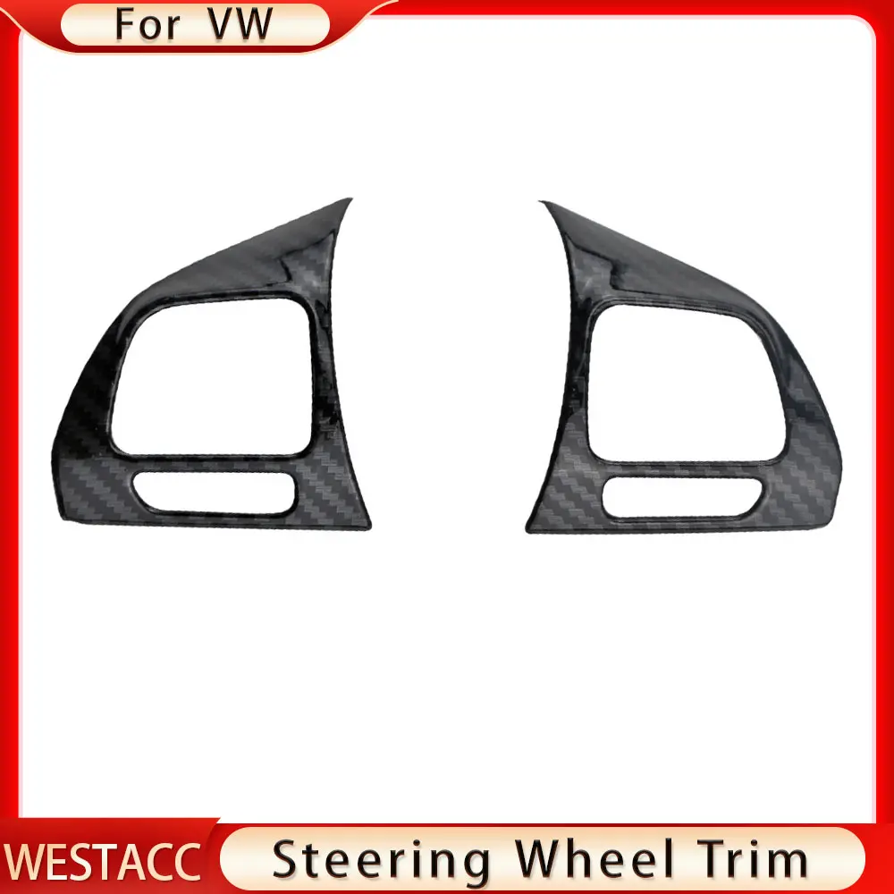 2Pcs Car Steering Wheel Panel Sticker Trim Cover for VW Golf MK6 Passat B7 CC EOS Tiguan Jetta Touran Caddy Sharan Accessories — view 6