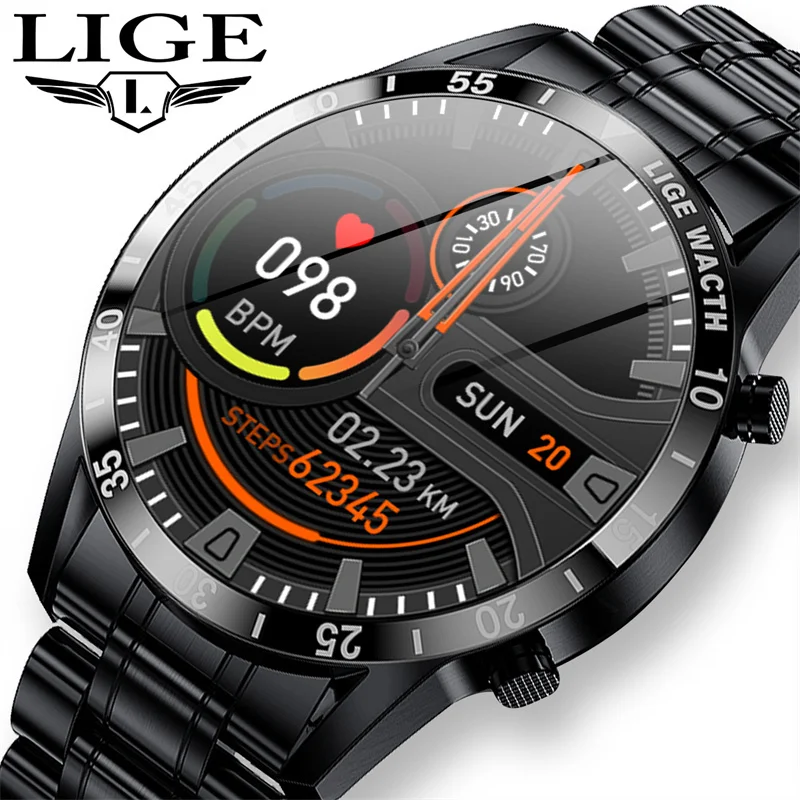 LIGE Luxury Stainless Steel Smart Watch for Men
