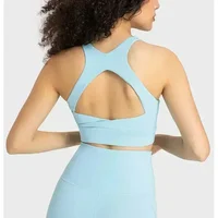 Lemon High End Nylon Back Open Workout Gym Tops High Impact Padded Mid Support Sport Bras Full Coverage Brassiere Women Clothing 1
