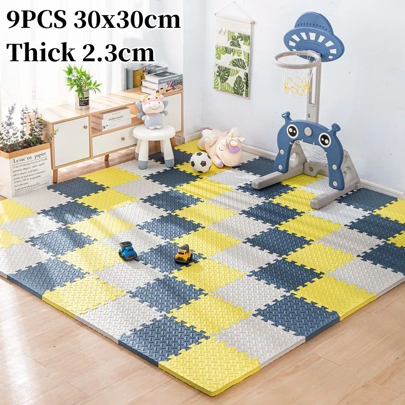 Thick 2.3cm Playmat 9PCS 30x30cm Foam Puzzle Mat Play Mats Baby Game Mat Puzzle Mat Floor Mat Foot Mat Children's Gym Baby Mat princess 9pcs pack girl foam mat mickey minnie 30x30cm per piece frozen baby child play floor mat game carpet crawling mat