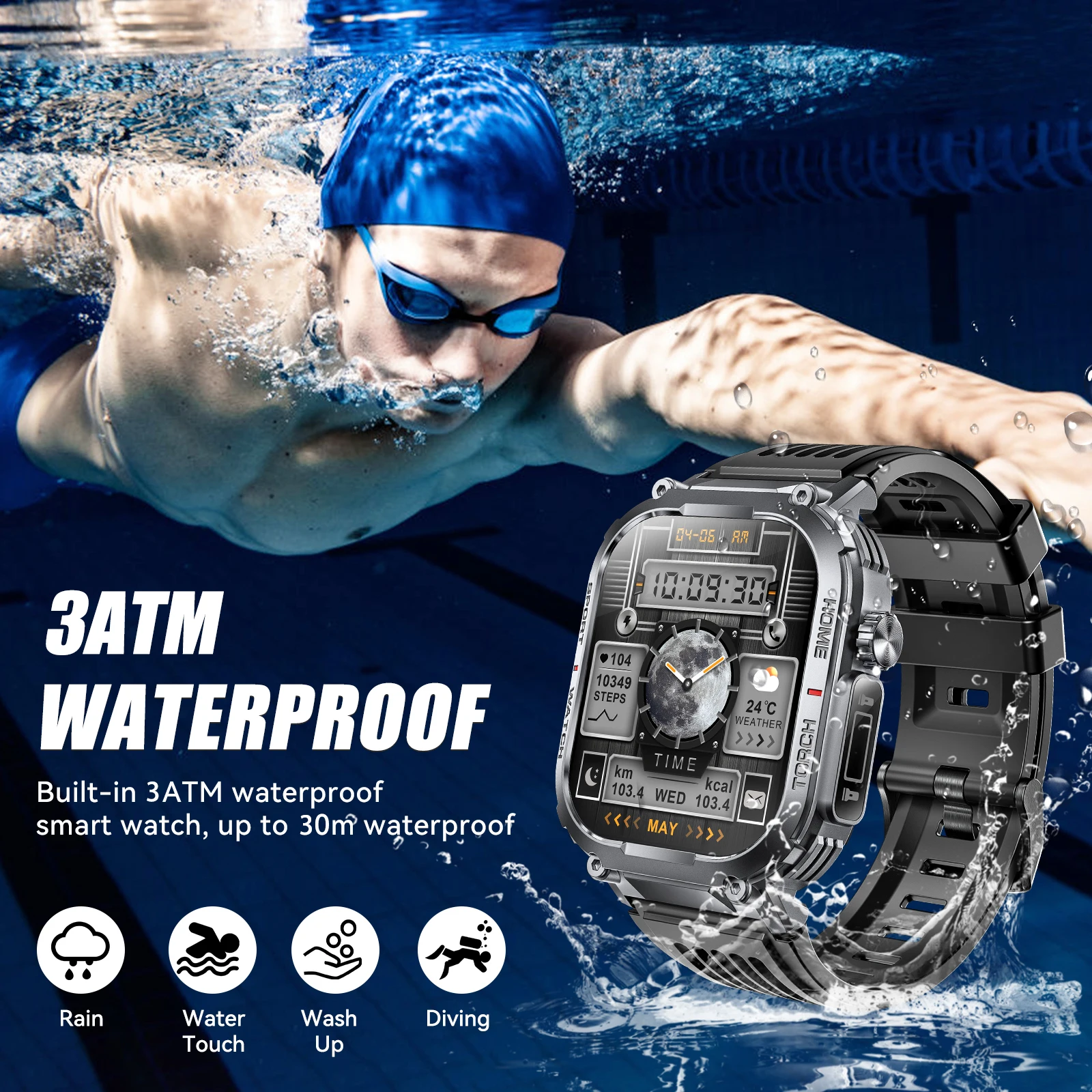 EIGIIS 2024New Smart Watch Men 3ATM Waterproof 2.02"S320B With Compass And LED Flashlight Sports And Fitness Tracking Heart Rate - Image 2