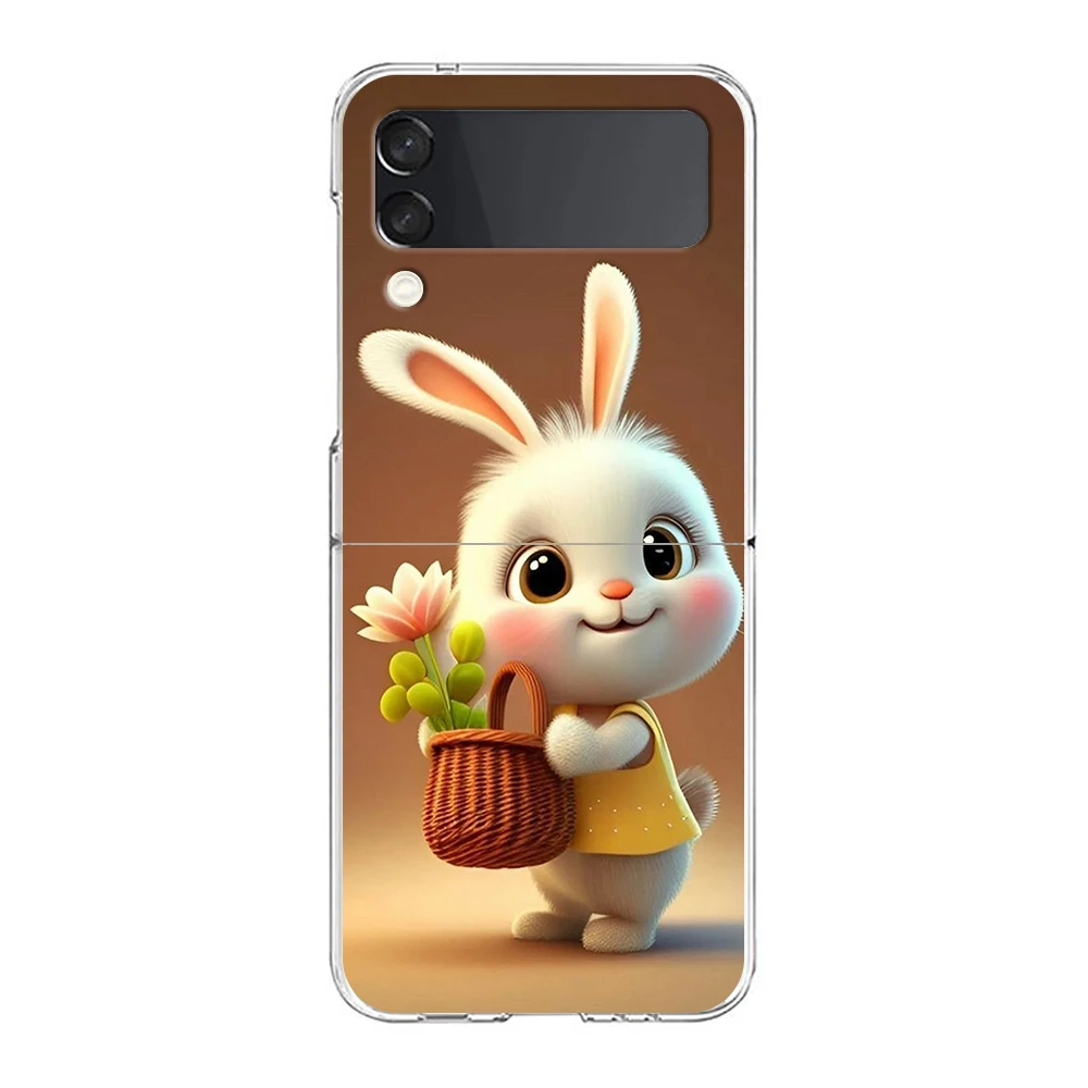 Chic Purple Hat Rabbit Hard PC Phone Case - Stylish Foldable Black Cover