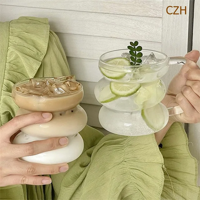 Wave Shape Borosilicate Layered Glass Cup Drinking Glass For Dessert Dinner Fruit Juice Hot Chocolate Milk 450Ml 17 Wave Shape Borosilicate Layered Glass Cup Drinking Glass For Dessert Dinner Fruit Juice Hot Chocolate Milk 450Ml