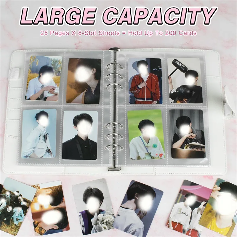 25 Stück Seiten (4 Gitter) Fotokarte A5-Binder Kpop Fotoalben Idolkarten Loseblatt Sammelbuchbinder Binder Fotokartenhalter – Detail 23